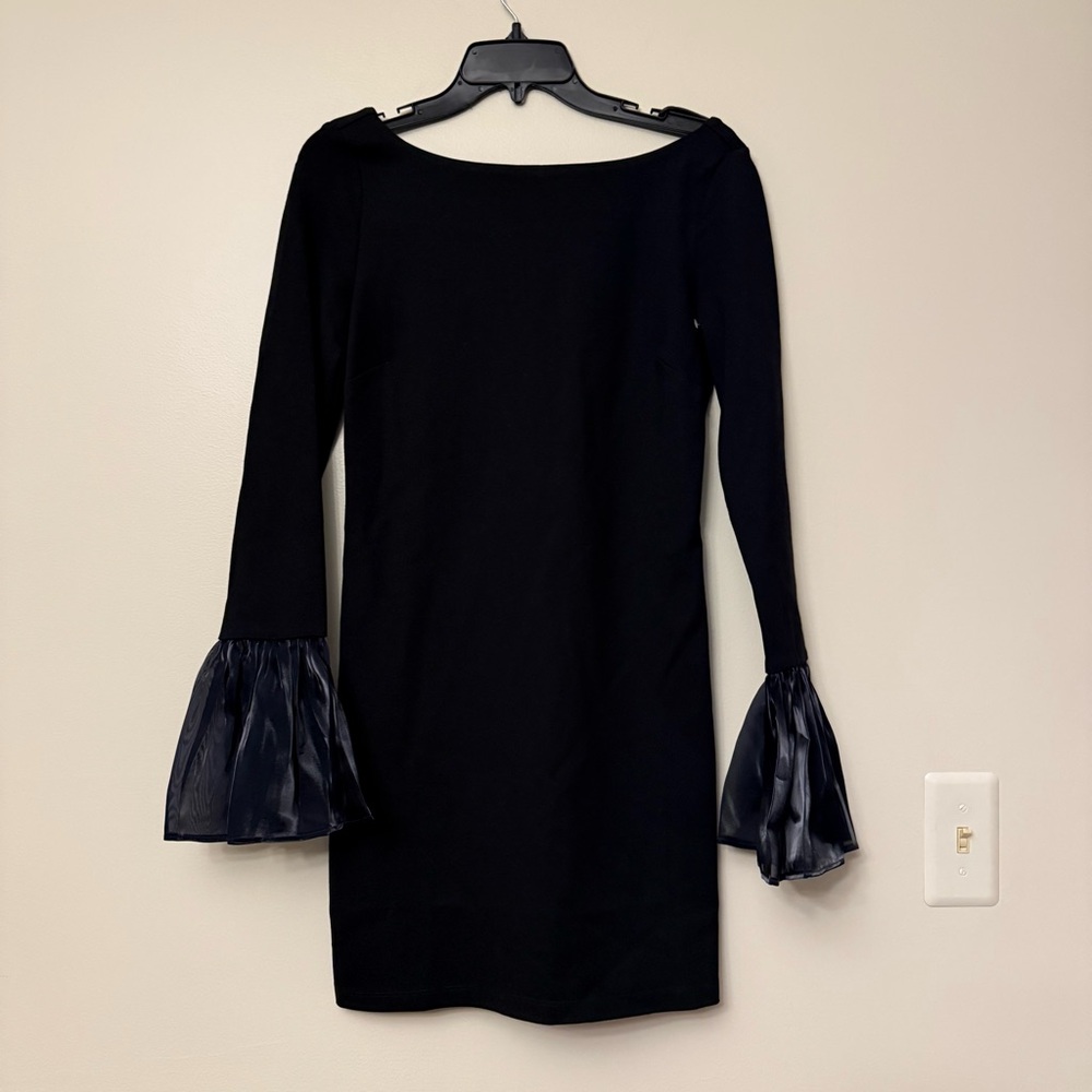 STAUD Black Dress with Sheer Bell Sleeves - Picture 6 of 9